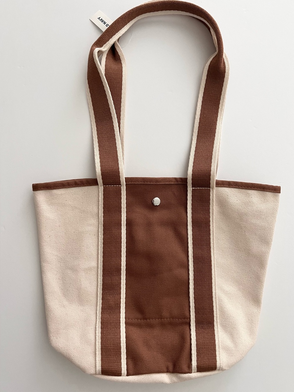 Old Navy Small Canvas Tote Bag in Cream and Brown